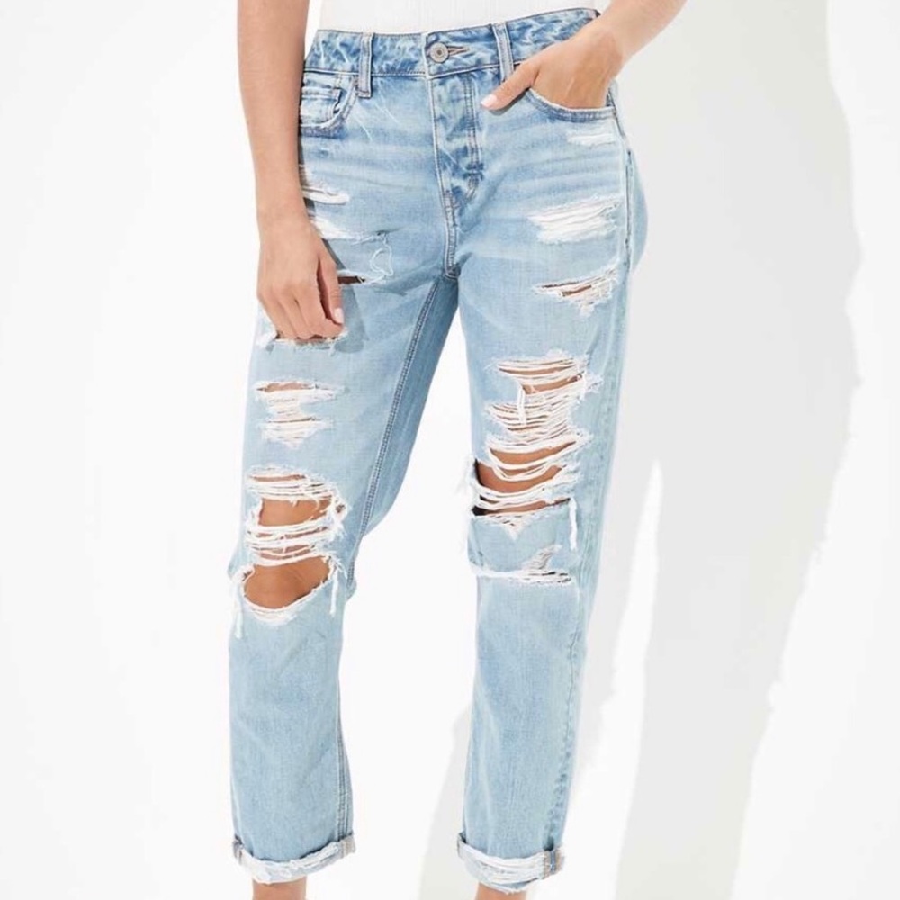 American Eagle Blue Washed Ripped Jeans